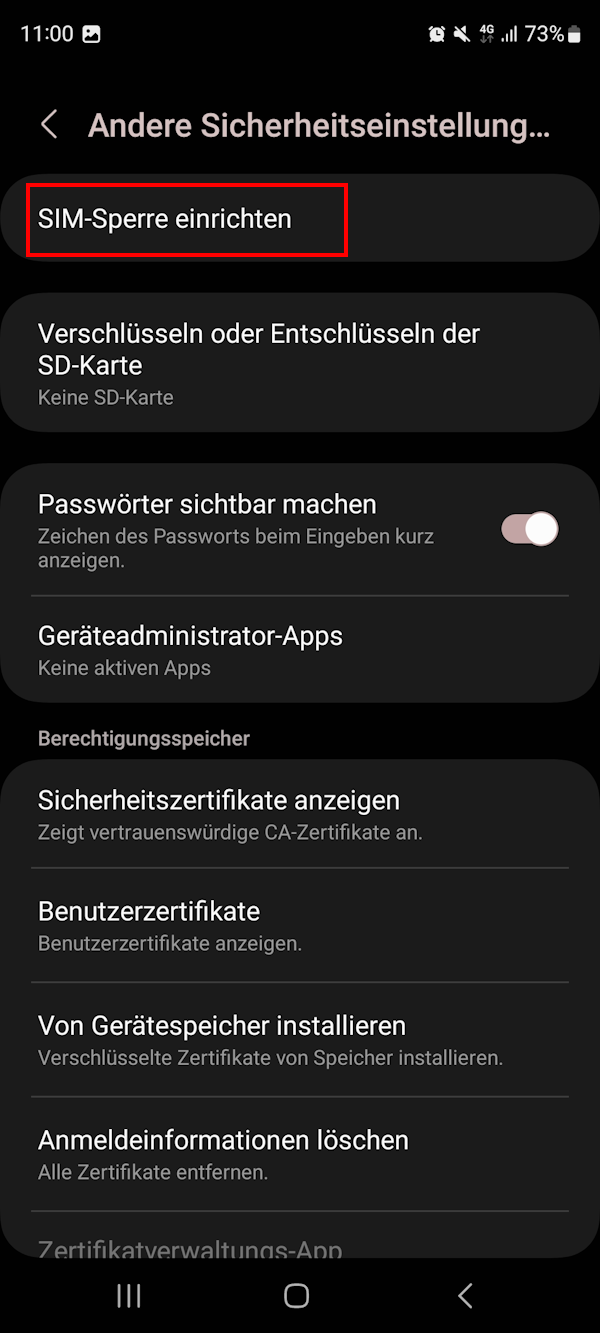 Samsung PIN ändern