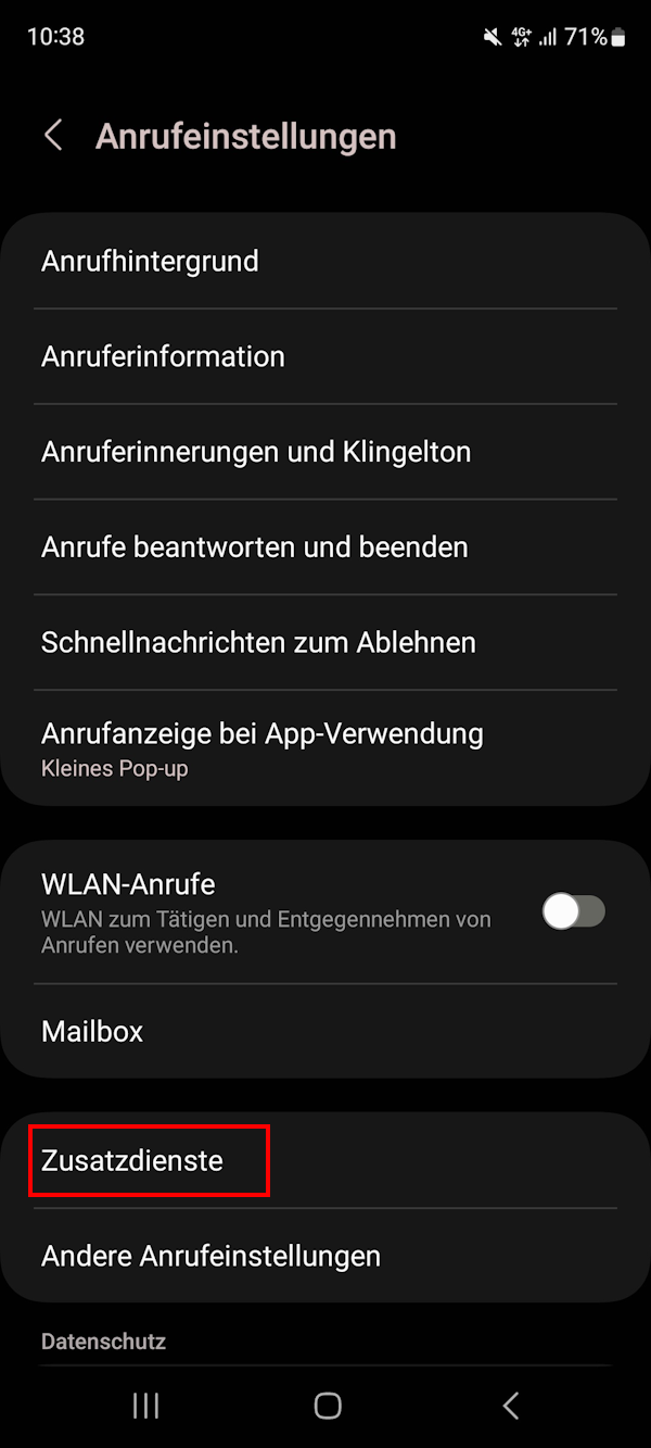 Samsung Anrufeinstellungen