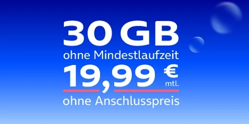 O2 Mobile M Flex für 19,99 € monatlich
O2 Mobile M Flex für 19,99 € monatlich